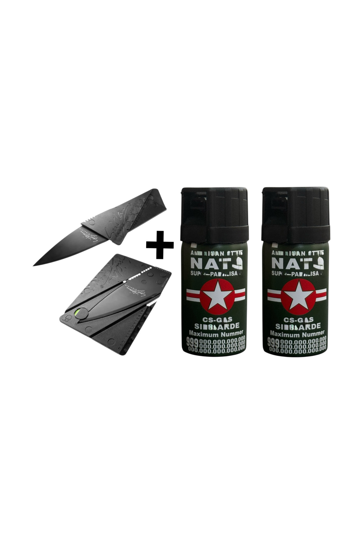 ASNEOSS 2 Adet Biber.r Kişiselsavunma Gazıı Sprey 50ml ve Kredi kartı Şeklinde Kart Bıçak