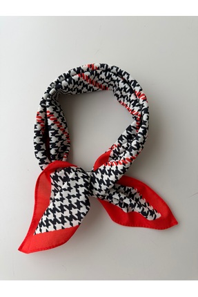 who knows ¿ Kaz ayağı Desenli Kırmızı Siyah Beyaz Desenli Fular Bandana Kadın...