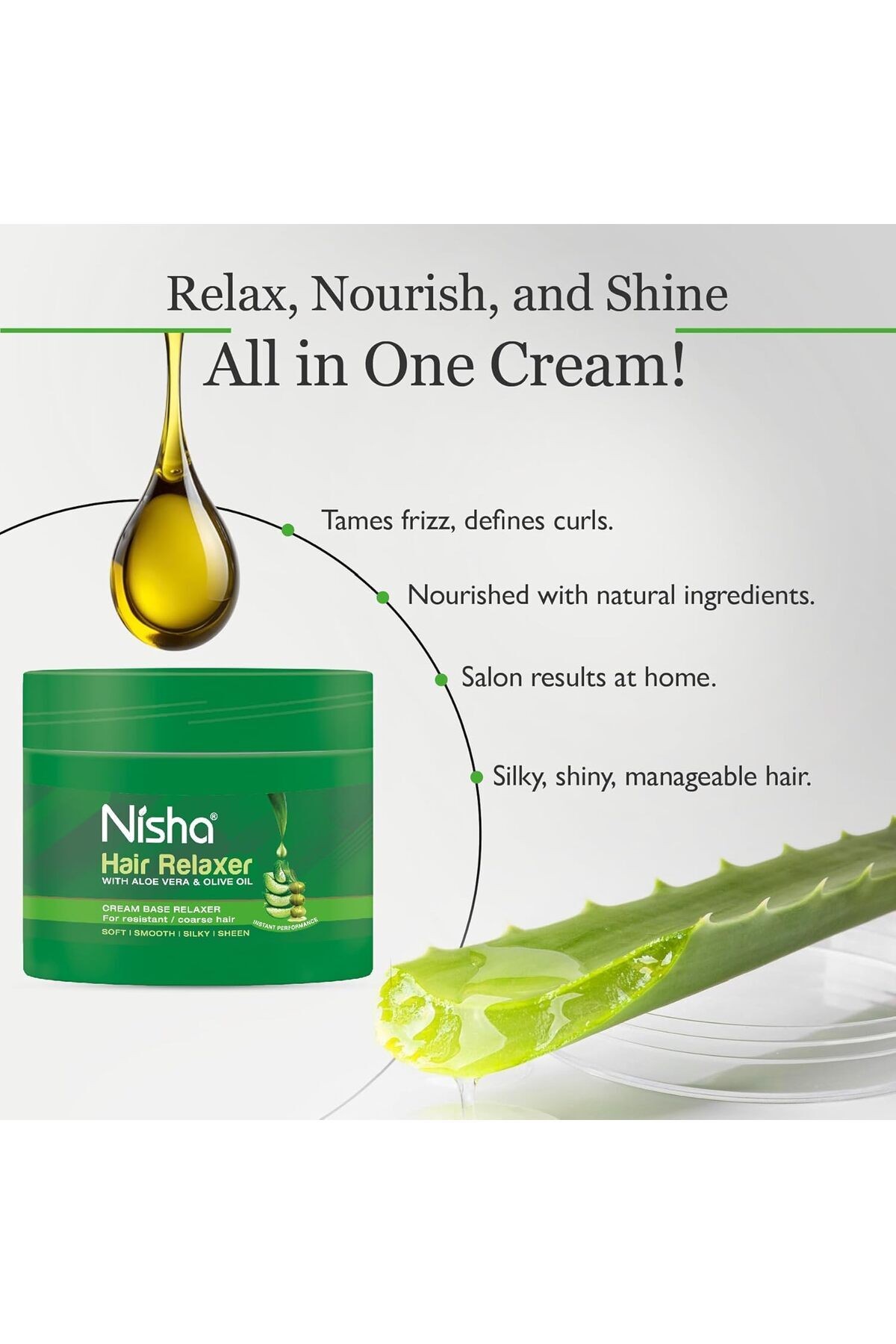 Kıvırcık Saçlar İçin Saç Düzleştirici Aloe Vera ve Zeytinyağı İçerikli 500g Dirençli/Kalın Saçlarda — relax500g — تصویر 7 از 8