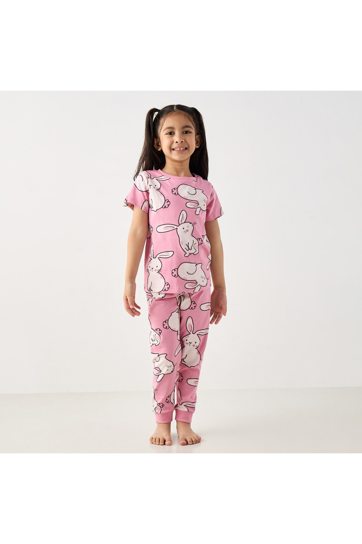 Juniors طقم تي شيرت وبيجامة بطبعة أرنب كاملة