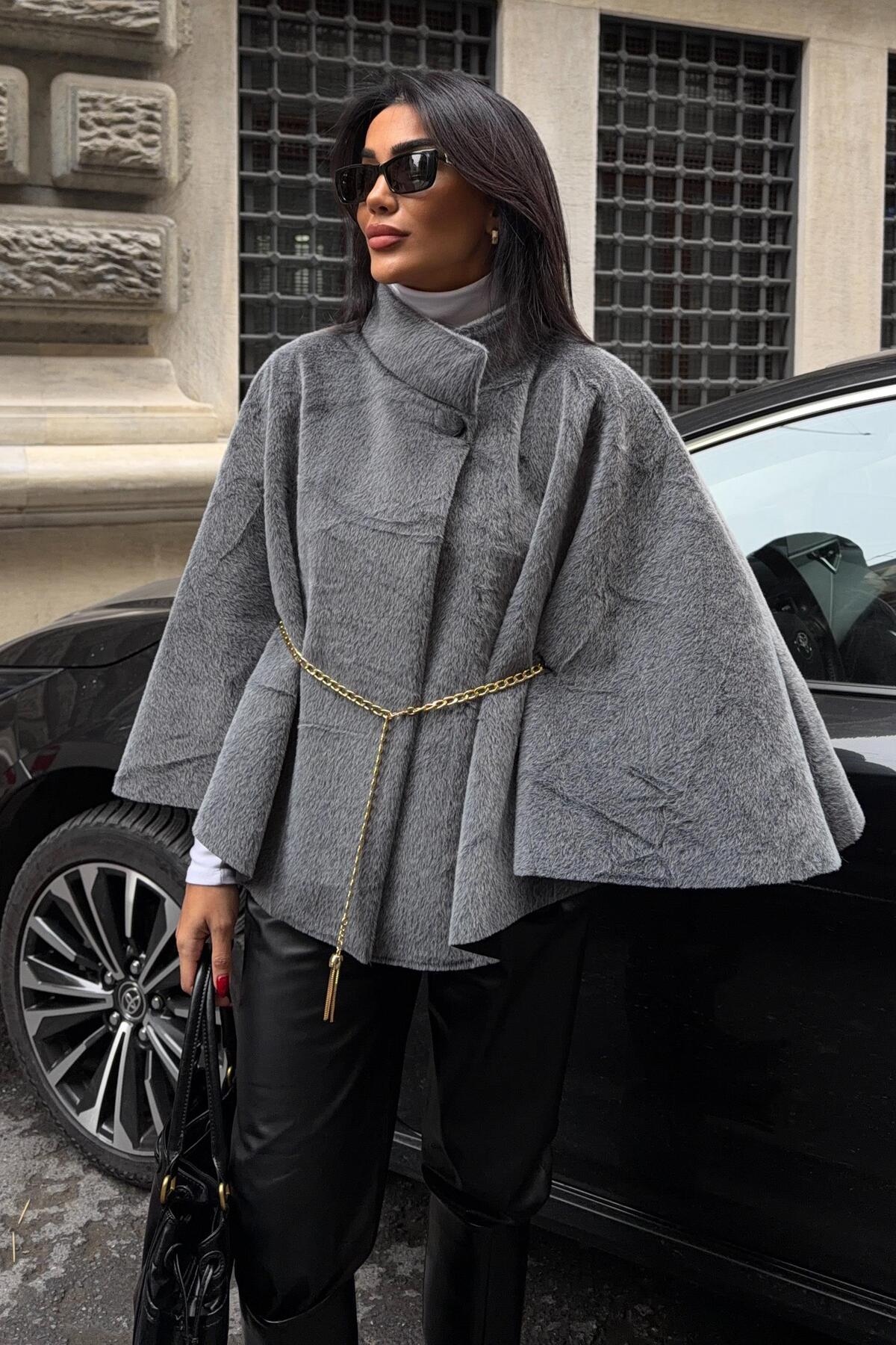 Anthracite Gold Belt Detailed Poncho 6166 R10-I-K4