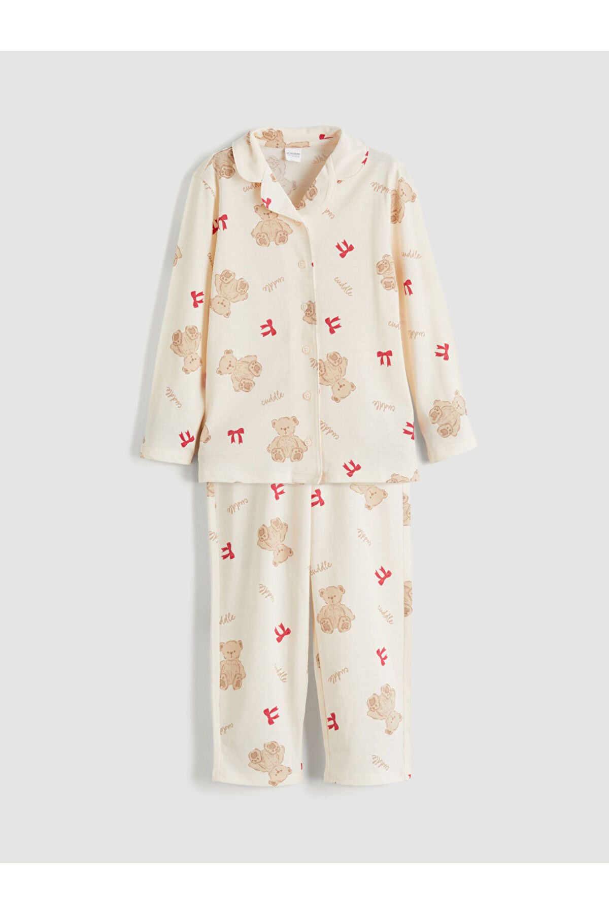 LC Waikiki Pink Shirt Collar Girl's Pajama Set