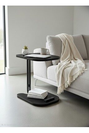 MASALCI MOBİLYA -C TEKERLEKLİ ZİGON SEHPA (SİYAH AYAK SİYAH AHŞAP)