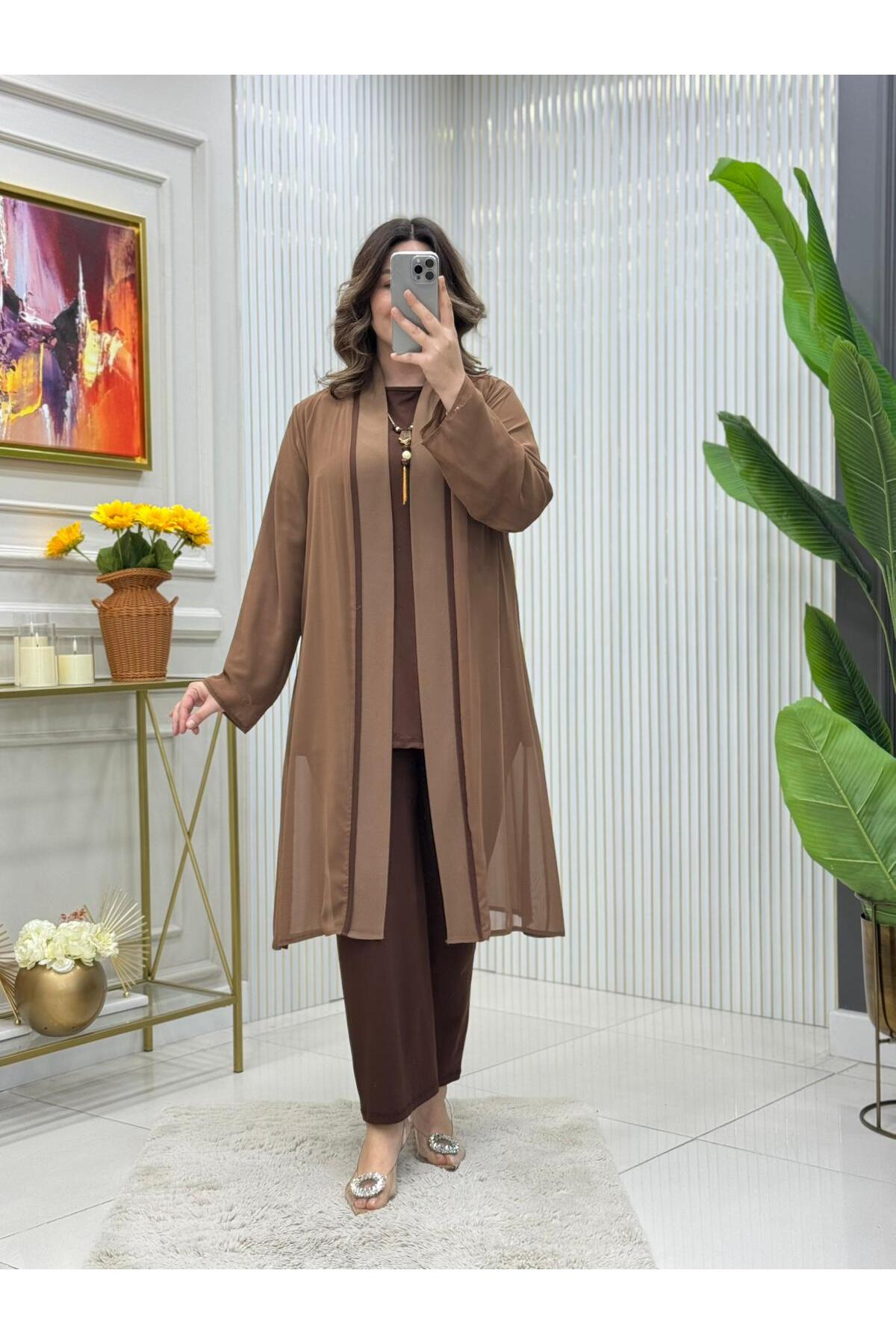 Modam Bella Büyük Beden Biyeli Üçlü Takım