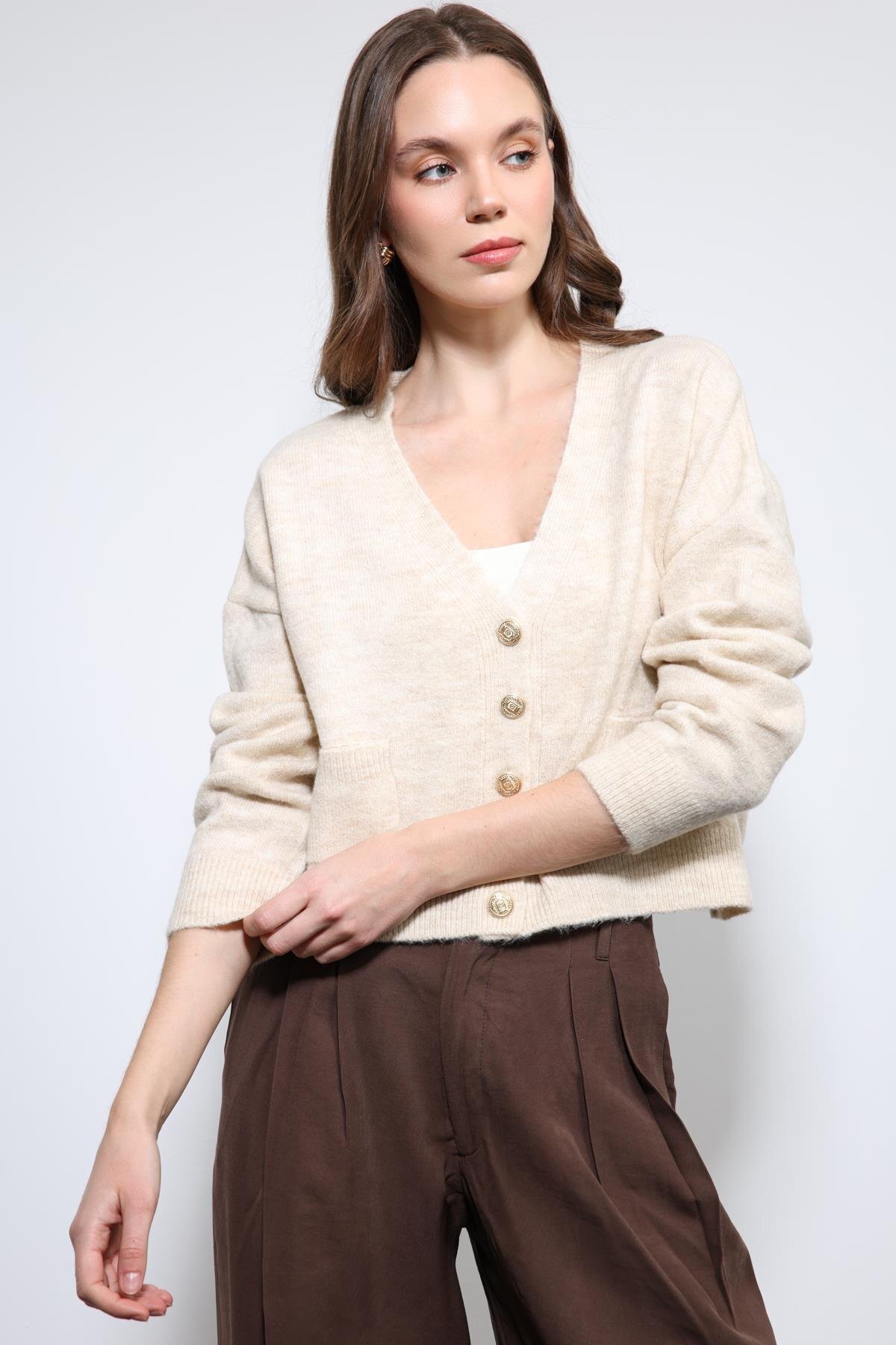 Antioch  Taş Yün Karışımlı Hırka - Görsel 3