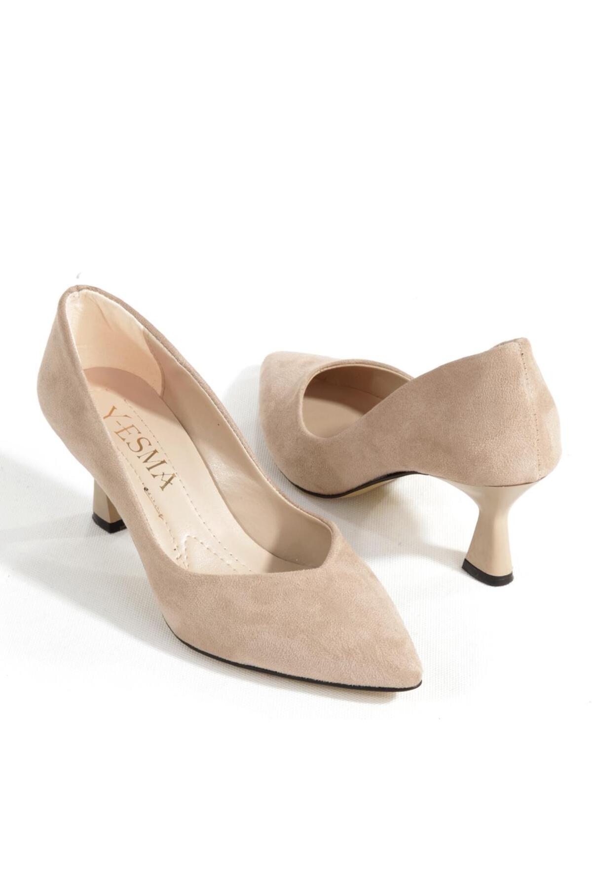 Y ESMA  STİLETTO TEN SÜET SİVRİ BURUNLU KAPALI 5 CM KADEH ÖKÇELİ V AĞIZLI Yeni Sezon - Görsel 3