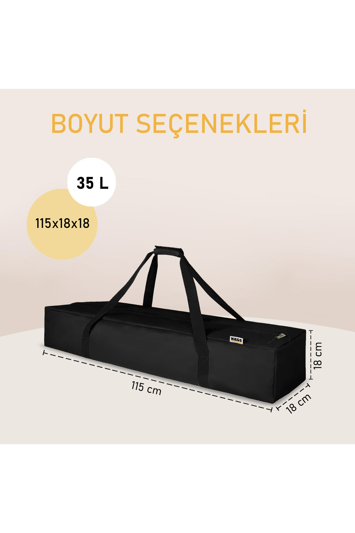 HAEGS Taşıma Çantası, İnce Uzun Çok Amaçlı Alet Tripod Olta Çantası 35L (115 x 18 x 18 cm) Siyah görsel 2