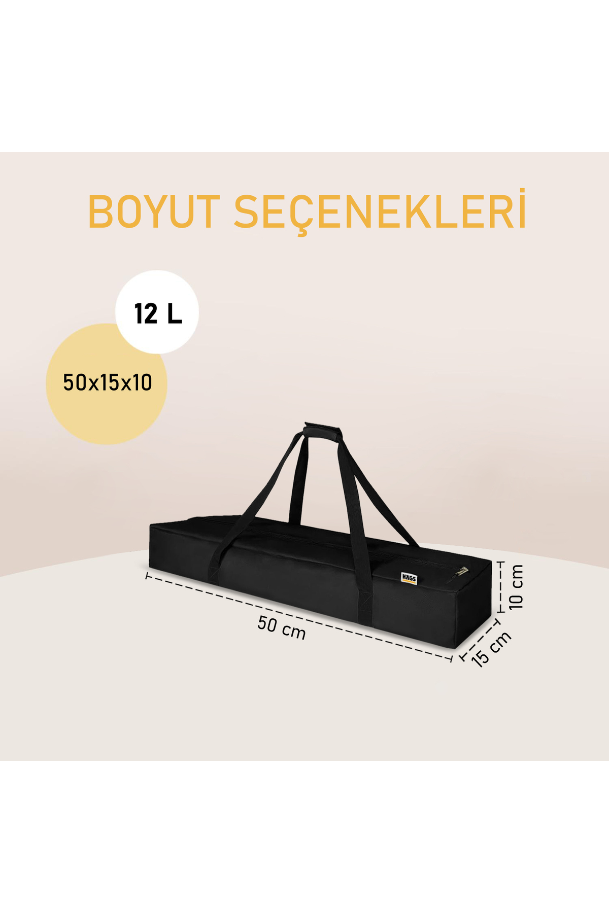 HAEGS Taşıma Çantası, Çok Amaçlı Küçük Alet Çantası, Fermuarlı Dayanıklı, 12L (50 x 15 x 10cm) Siyah görsel 2