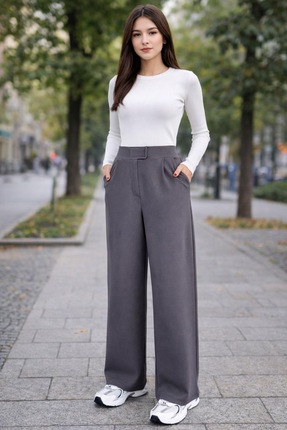Bibasic Yüksek Bel Wide Leg Kadın Pantolon