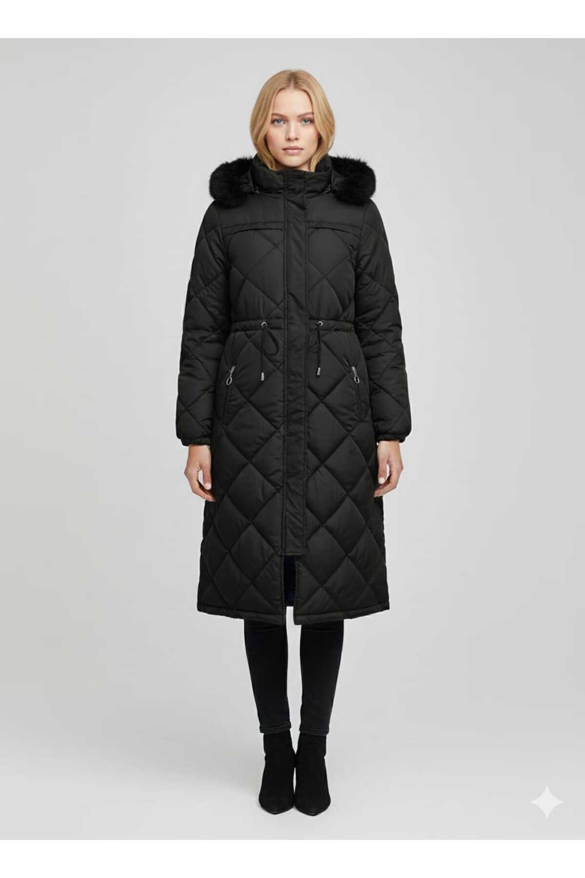 KMKkombin  KAPİTONE FERMUARLI KAPŞONLU BÜYÜK BEDEN ASTARLI SPOR MONT