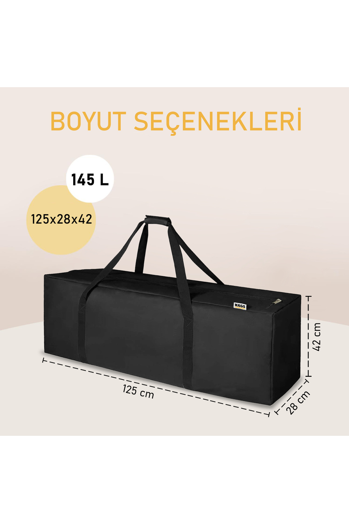 Genel Markalar Taşıma Çantası, Uzun Dar Yüksek Çok Amaçlı Fermuarlı, Hurç Valiz 145L (125 x 28 x 42 cm) Siyah görsel 2