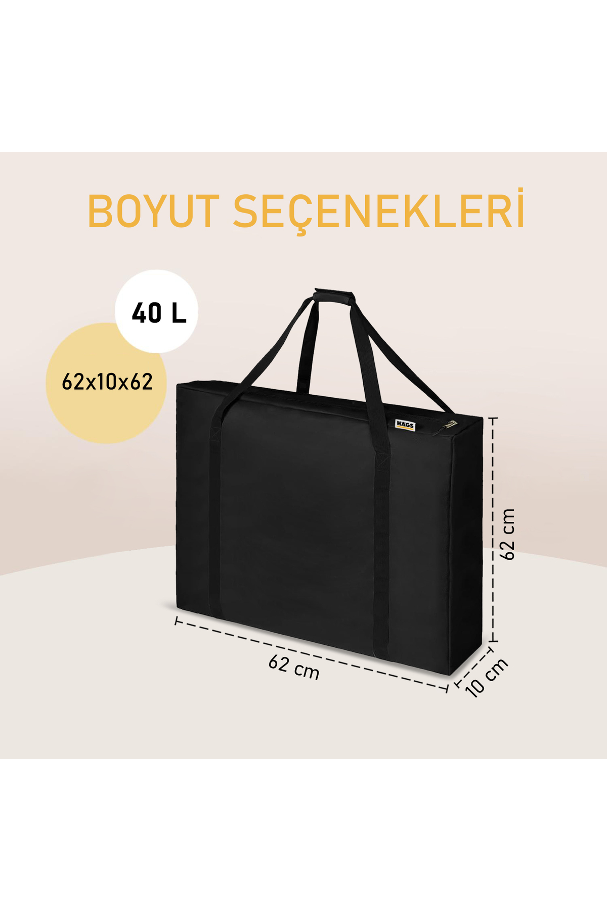 HAEGS Taşıma Çantası, İnce Yassı Çok Amaçlı Fermuarlı Kamp Masası Çantası 40L (62 x 10 x 62cm) Siyah görsel 2