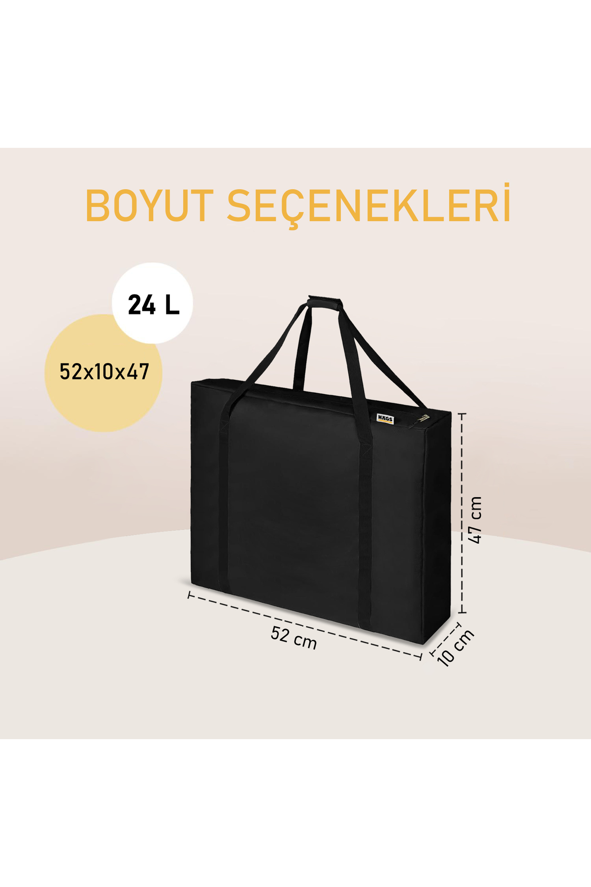 HAEGS Taşıma Çantası, İnce Yassı Çok Amaçlı Kamp Masası Çantası Dayanıklı 24L (52 x 10 x 47cm) Siyah görsel 2