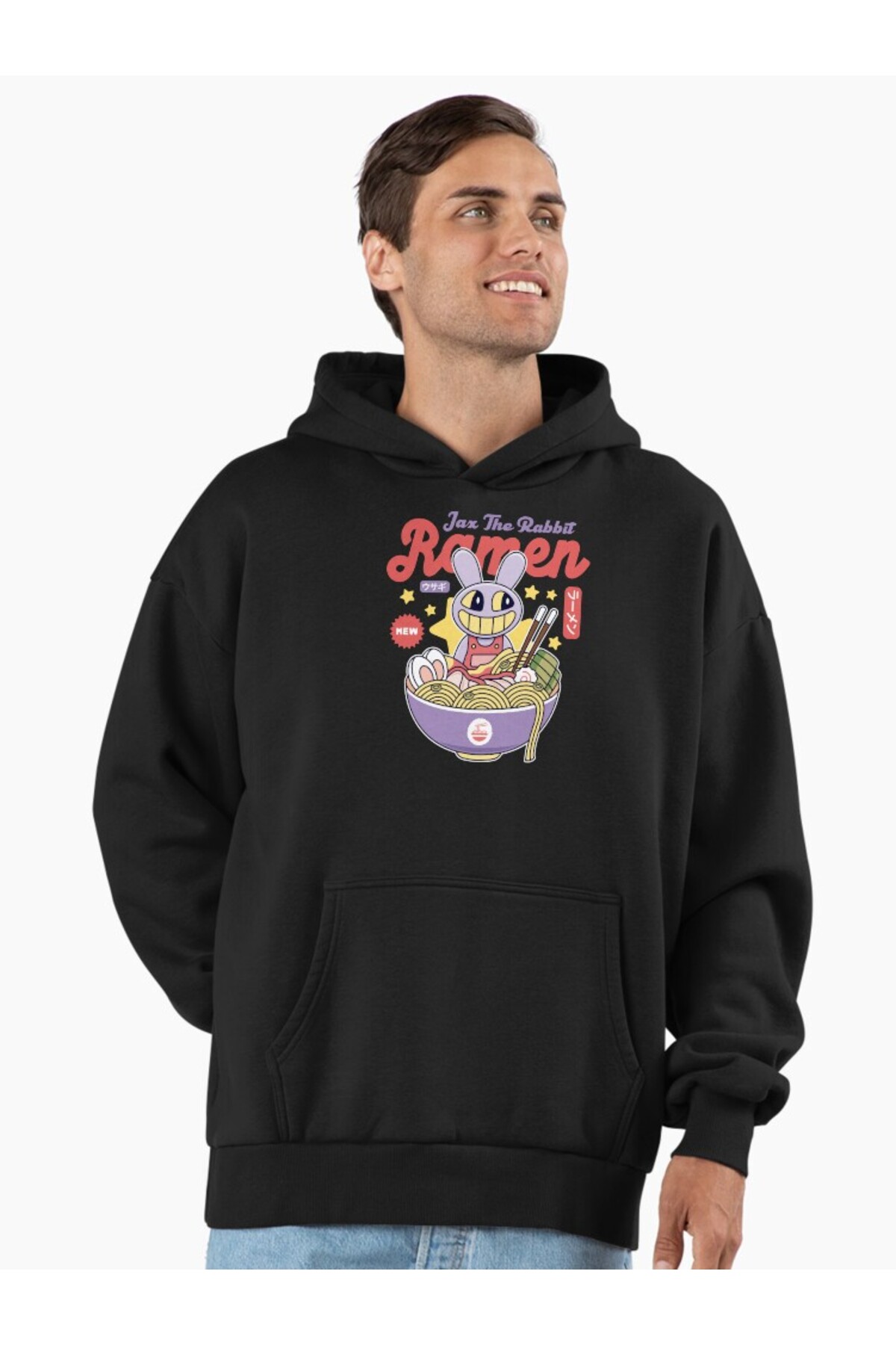 Gadali Erkek - Kadın Oversize Jax Purple Rabbit Ramen Baskılı