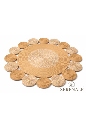 SERENALP Hasır Görünüm Özel Seri El Emeği Halı, Kilim, Paspas İskandinav Bohe...