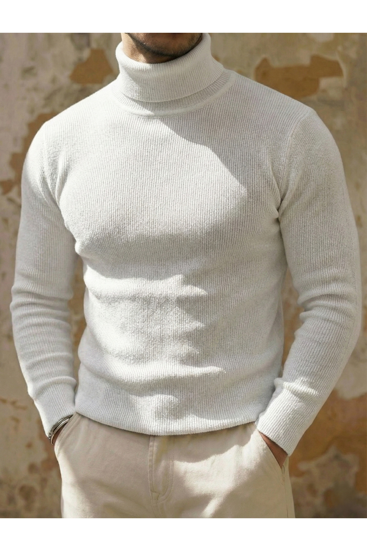 SKYBEAR  Üçlü Set Siyah-Beyaz-Gri Slim Fit Boğazlı Balıkçı Erkek Kazak – Kışlık, Rahat ve Modern - Görsel 3