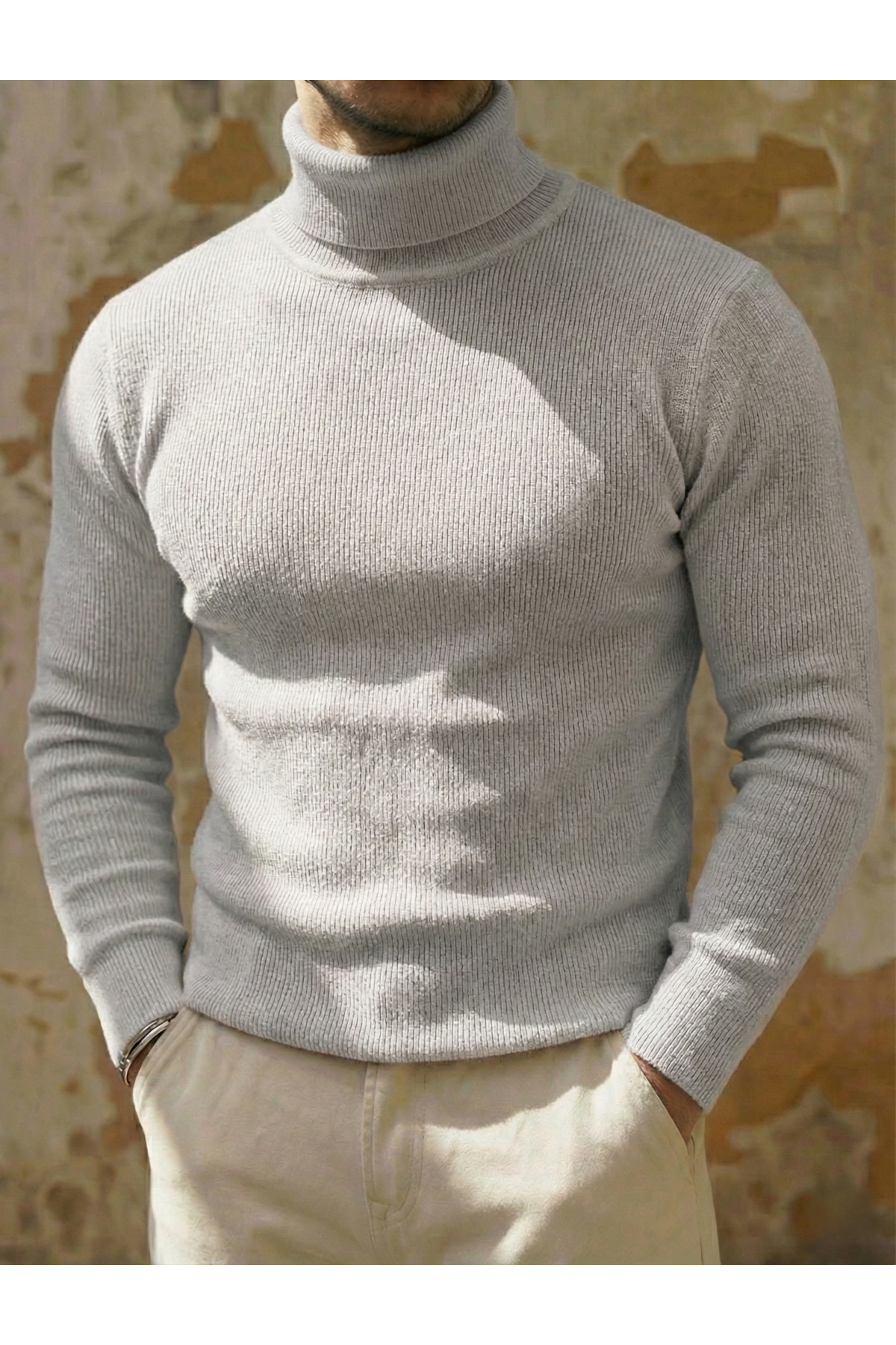 SKYBEAR  Üçlü Set Siyah-Beyaz-Gri Slim Fit Boğazlı Balıkçı Erkek Kazak – Kışlık, Rahat ve Modern - Görsel 2