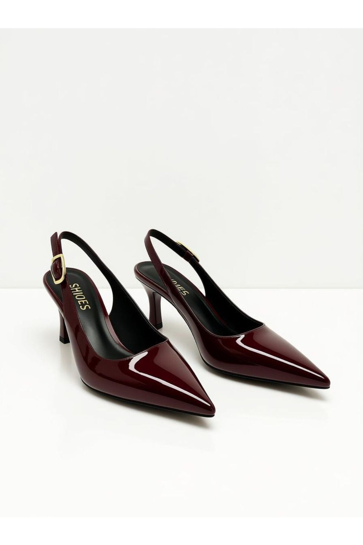 madamrenk  Kadın Bordo Rugan Bantlı Yeni Sezon ince Topuklu Ayakkabı - Görsel 3