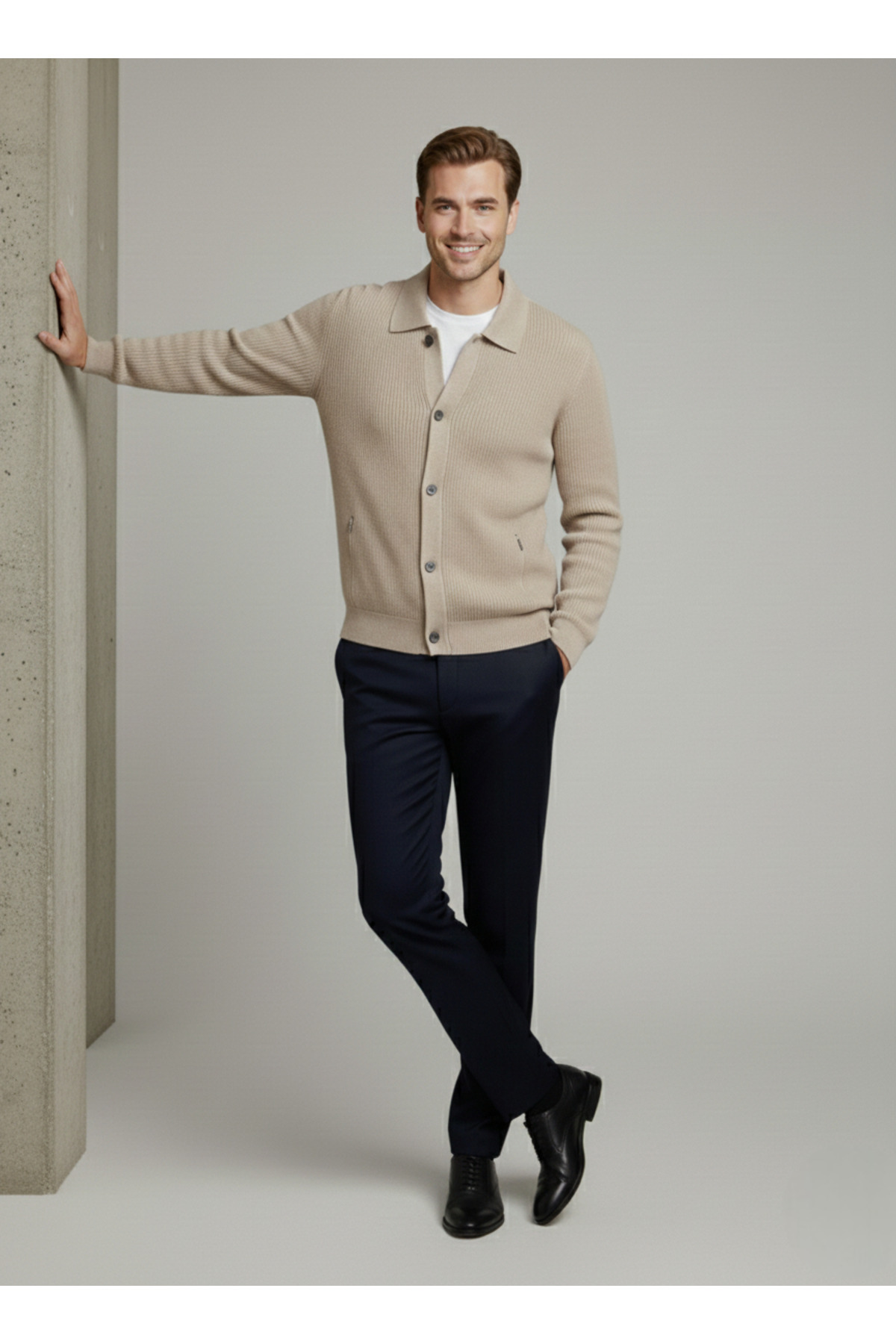 Ewarro  Erkek Düğmeli Triko Ceket - Görsel 3