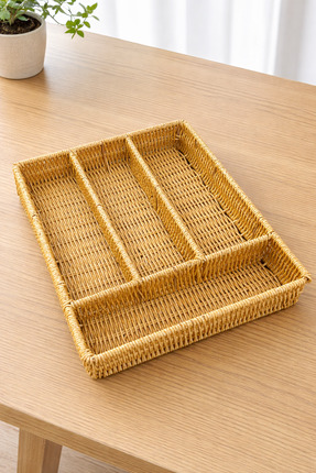 Tutku 4 Bölmeli Hasır Rattan Kaşıklık