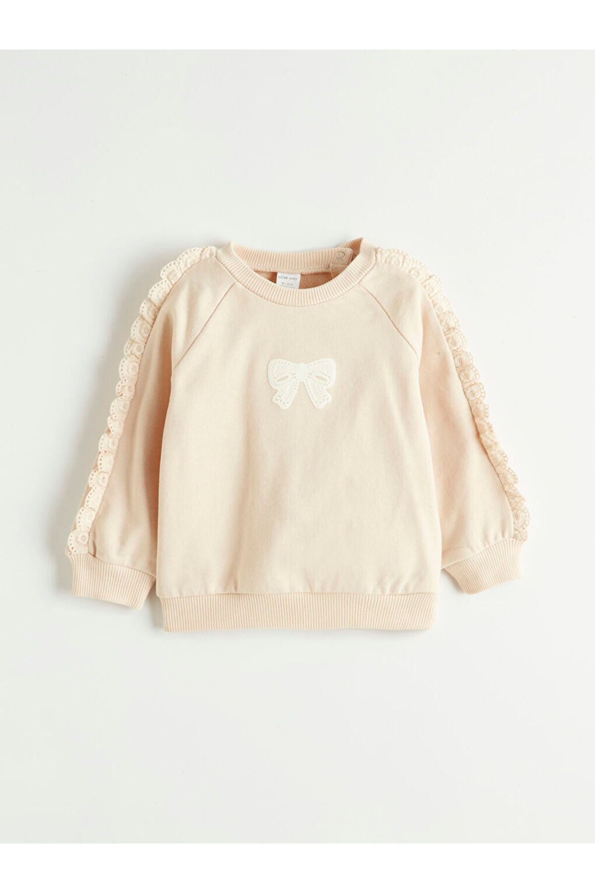 LC Waikiki GiyÇık Store den Bej Dantel Detaylı Kız Bebek Sweatshirt ve Eşofman Altı fotoğrafı 3 (önizleme)