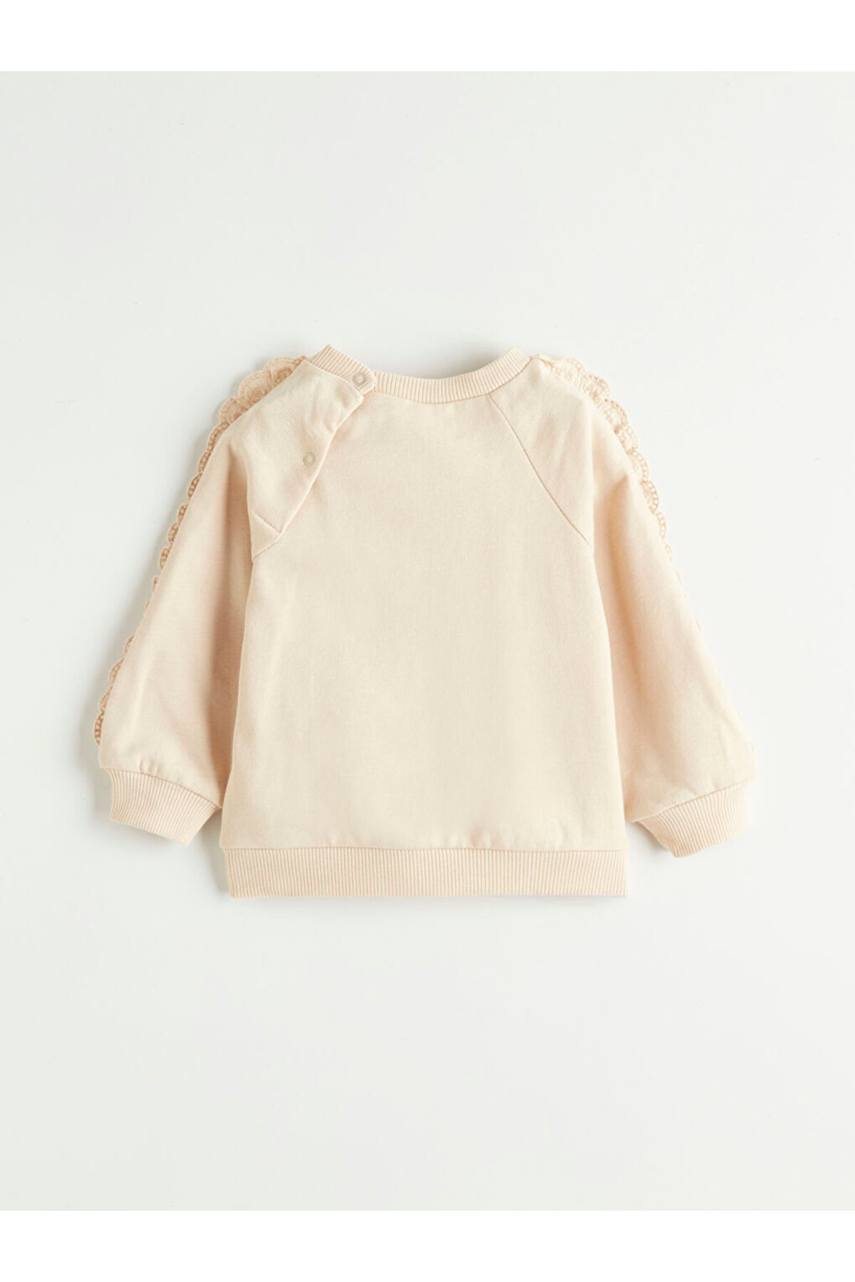 LC Waikiki GiyÇık Store den Bej Dantel Detaylı Kız Bebek Sweatshirt ve Eşofman Altı fotoğrafı 5 (önizleme)