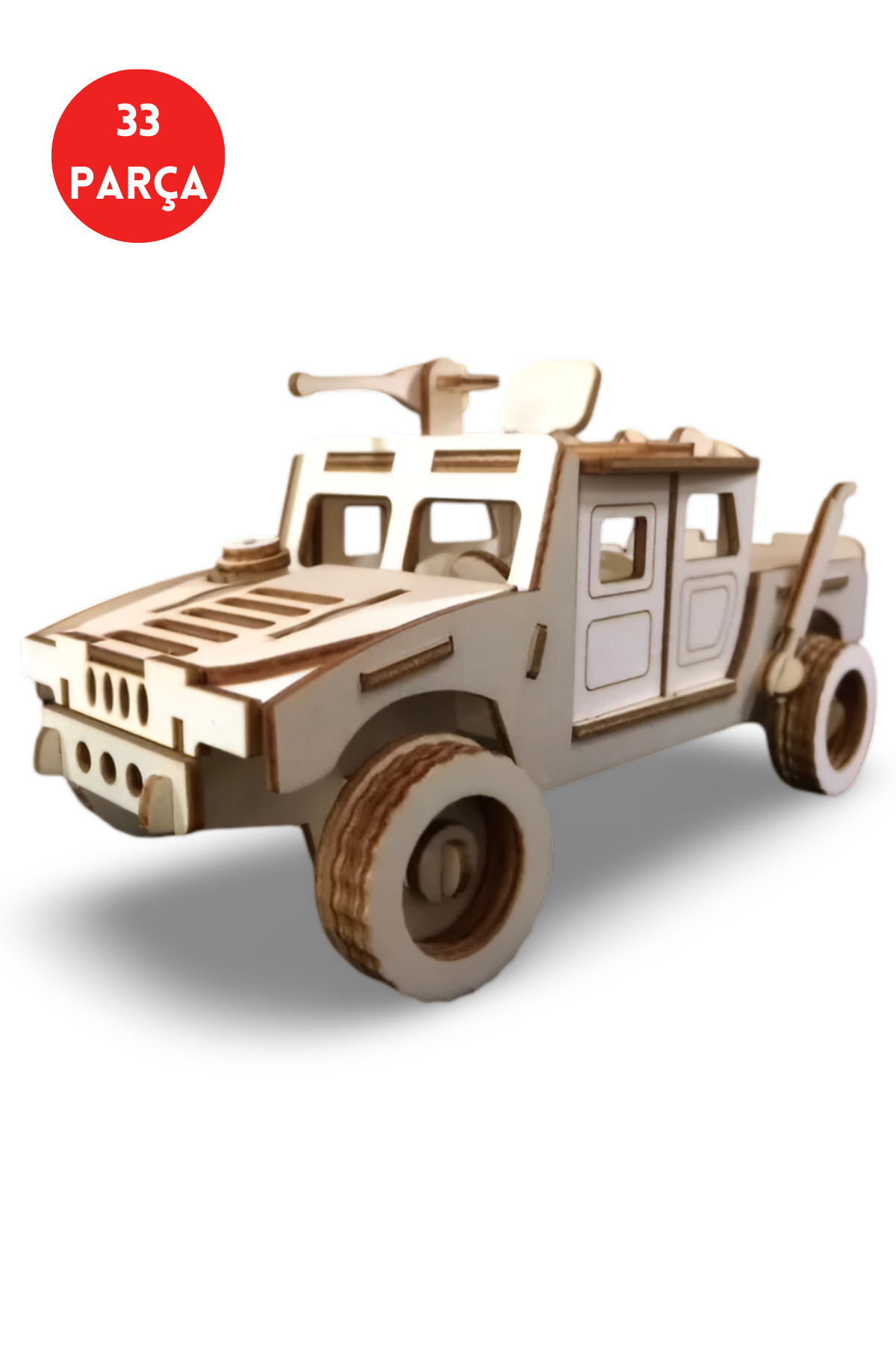 ALGWOOD Nostaljik Humvee Zırhlı Arazi Aracı Ahşap Maket Kiti – 33 Parça 3D Puzzle Askeri Cip DIY Hobi