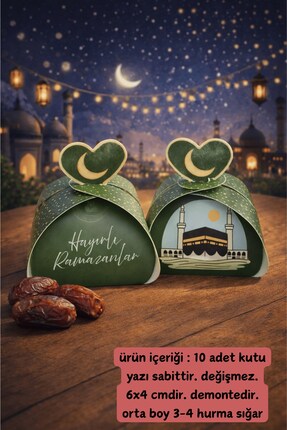  Emtory Home 10 Adet Hurma Kutusu - Ramazan Hediye Kutusu - Mevlid Hediyesi -...