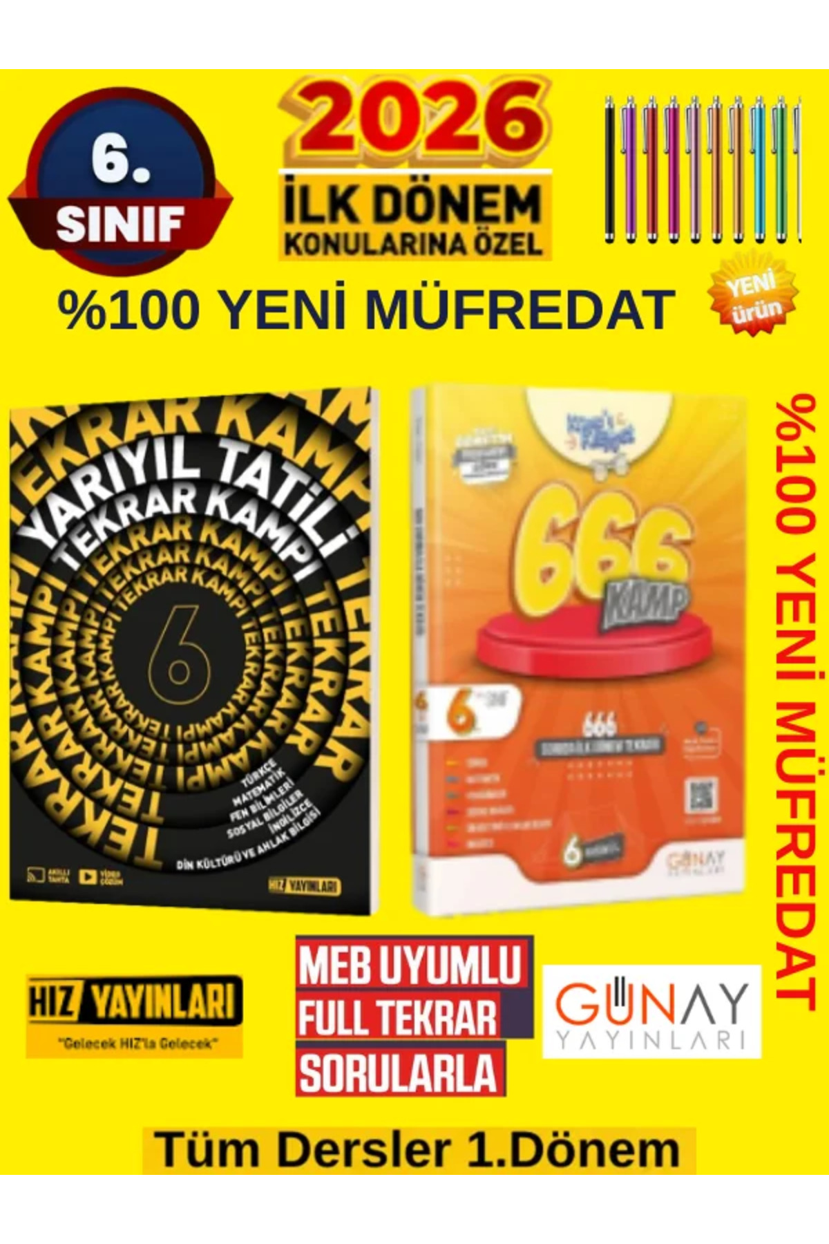 Hız Yayınları 2026 6.Sınıf Yarıyıl 1.Dönem Tekrar+Günay 6.Sınıf