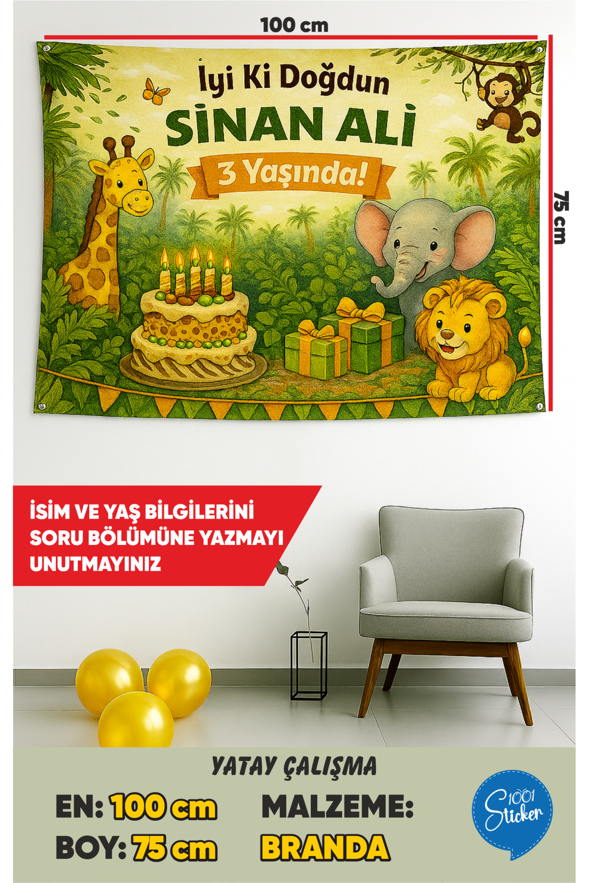 1001 sticker ORMAN TEMALI DOĞUM GÜNÜ BRANDA AFİŞİ