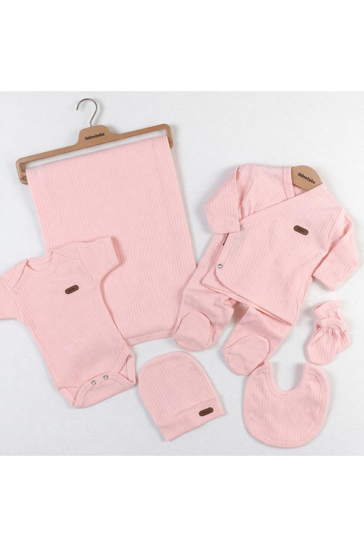 BYS BABY FASHION 7'li Pamuklu Fitilli Kumaş Yenidoğan Kız Bebek Hastane Çıkış Seti ( Battaniyeli) fotoğrafı 3 (önizleme)