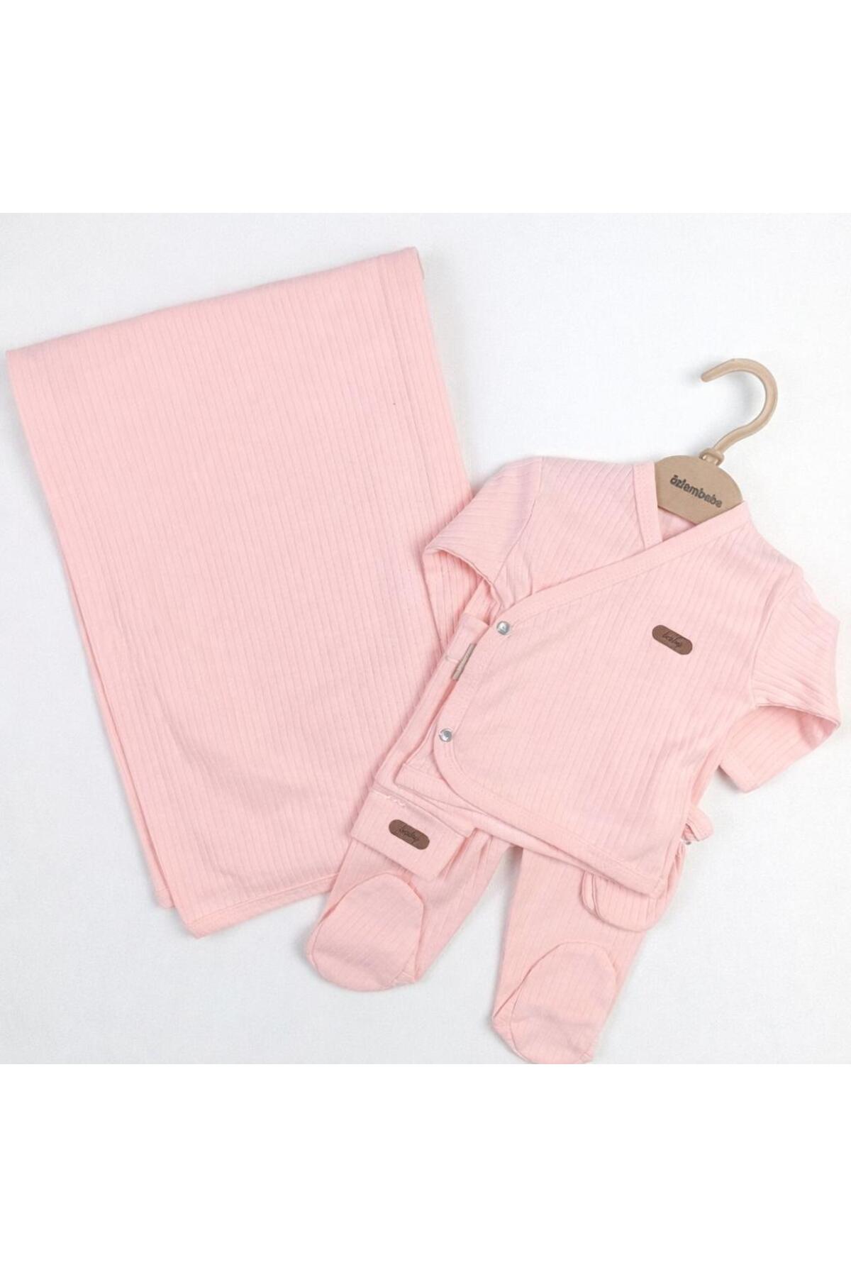 BYS BABY FASHION 7'li Pamuklu Fitilli Kumaş Yenidoğan Kız Bebek Hastane Çıkış Seti ( Battaniyeli) fotoğrafı 6 (önizleme)