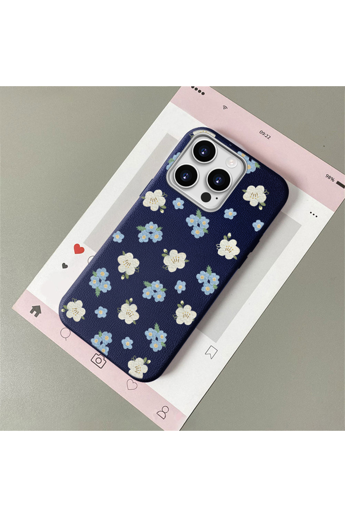 iPhone 12 Pro Compatible Leather Texture Anti Fall Soft Silicone Phone Case Small flower