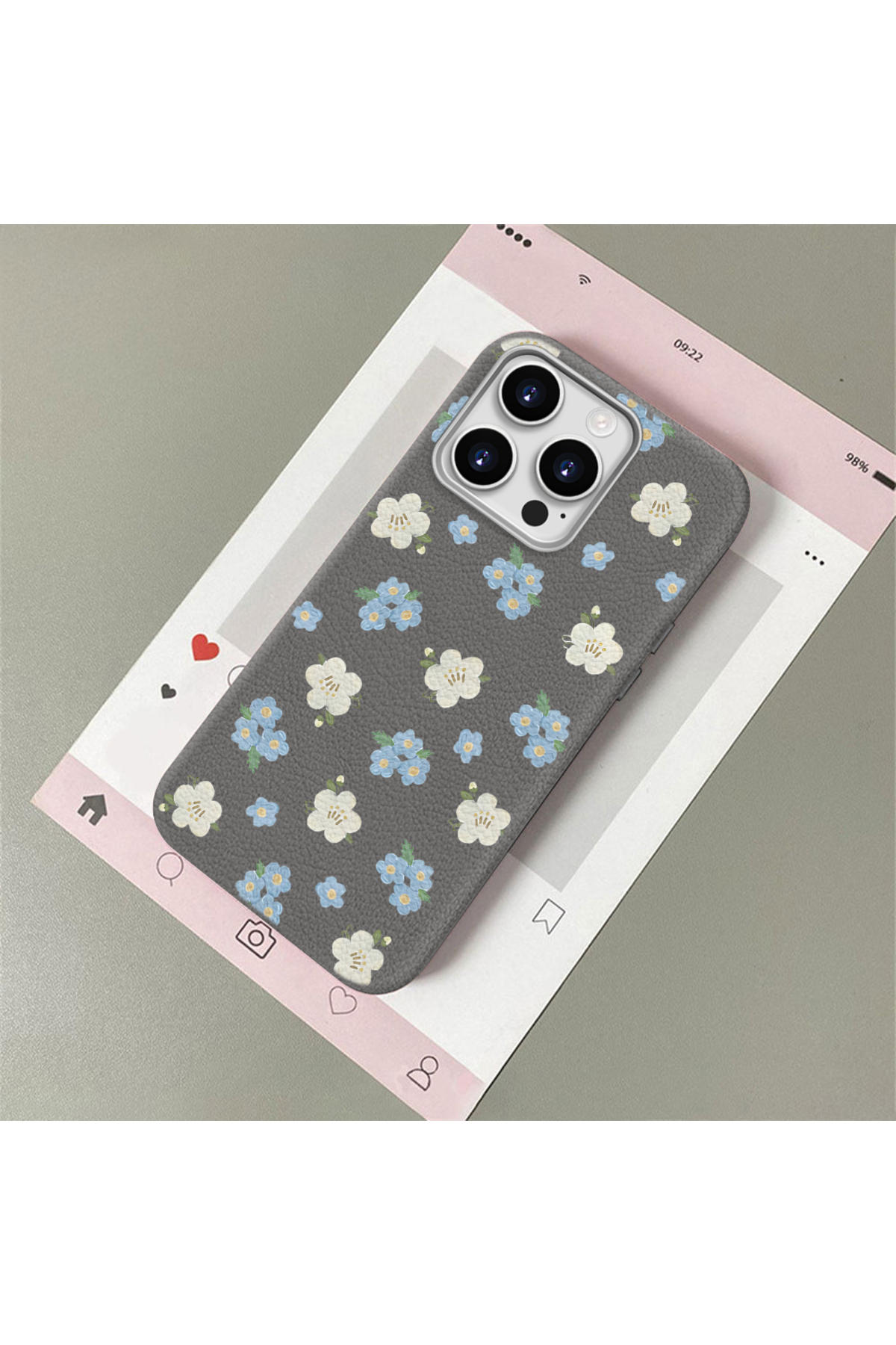 iPhone 12 Pro Compatible Leather Texture Anti Fall Soft Silicone Phone Case Small flower