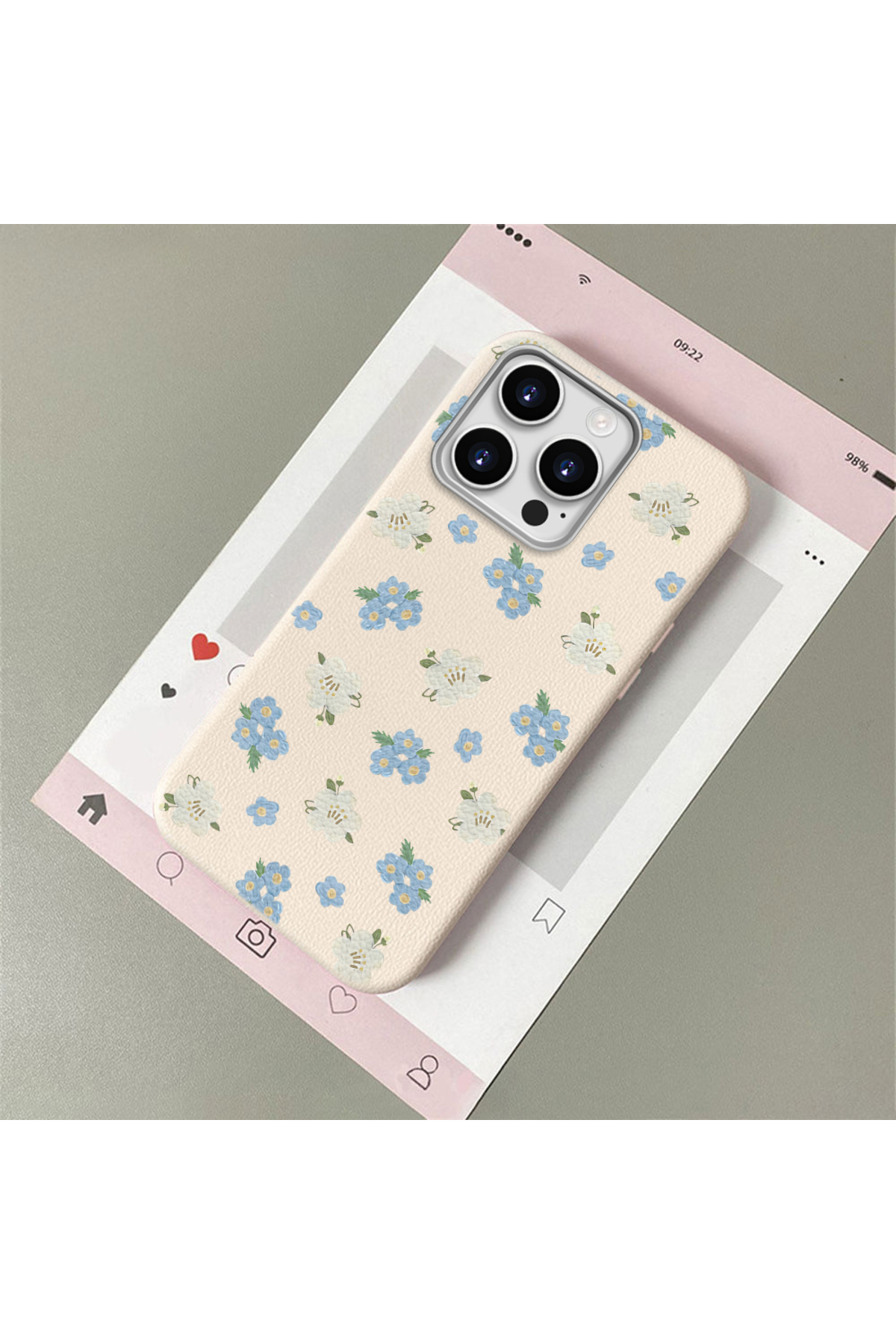 iPhone 12 Pro Compatible Leather Texture Anti Fall Soft Silicone Phone Case Small flower