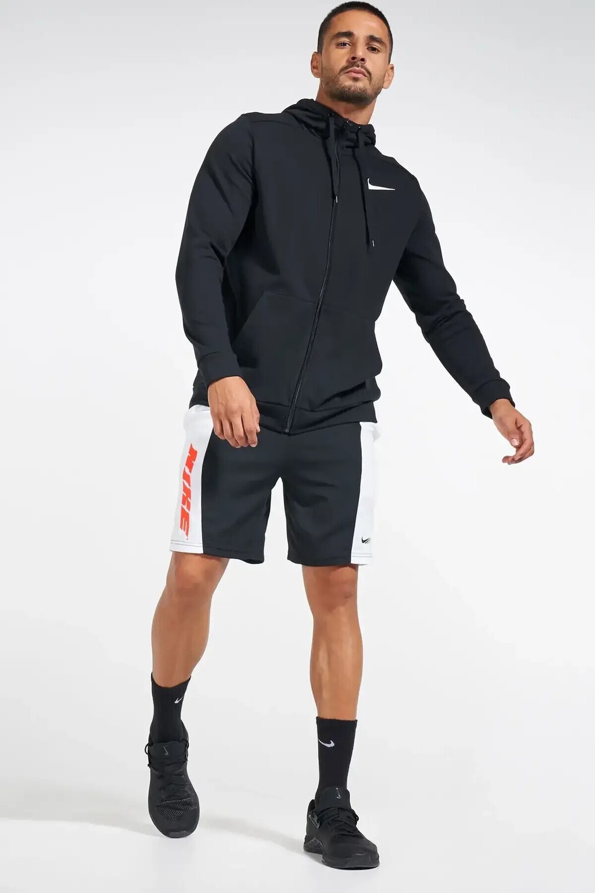 Nike Dri-Fit Hoodie Full-Zip Fleece Erkek Siyah Spor Sweatshrit görsel 4