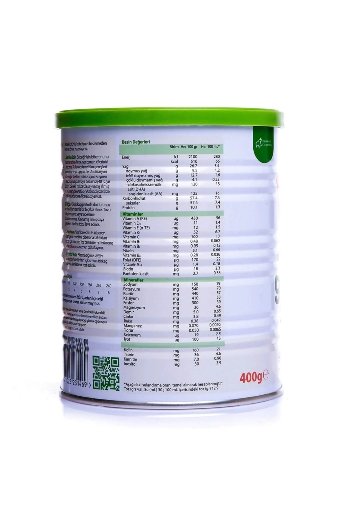 NW NessiWorld Golden Goat 1 Keçi Sütlü Bebek Sütü 0-6 Ay 400 Gr fotoğrafı 3 (önizleme)