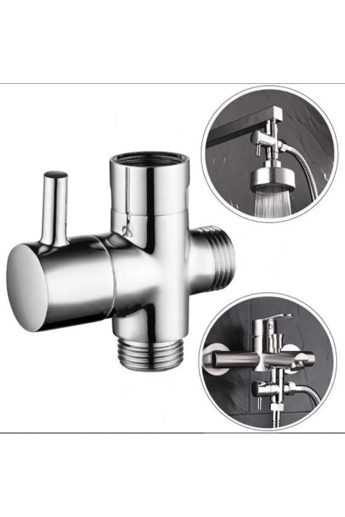 GenelTedarik Banyo Robot Duş Seti Yönlendirici Musluk 1/2 - 1/2 - 1/2 Iç Dişli Rekor
