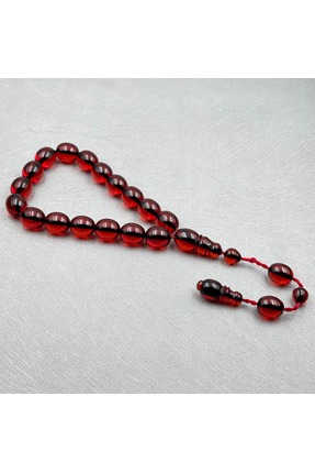 Tespih Çek Enes Abdo Usta İşçilikli Bordo Siyah Maskot Efe Boy Sıkma Kehribar...