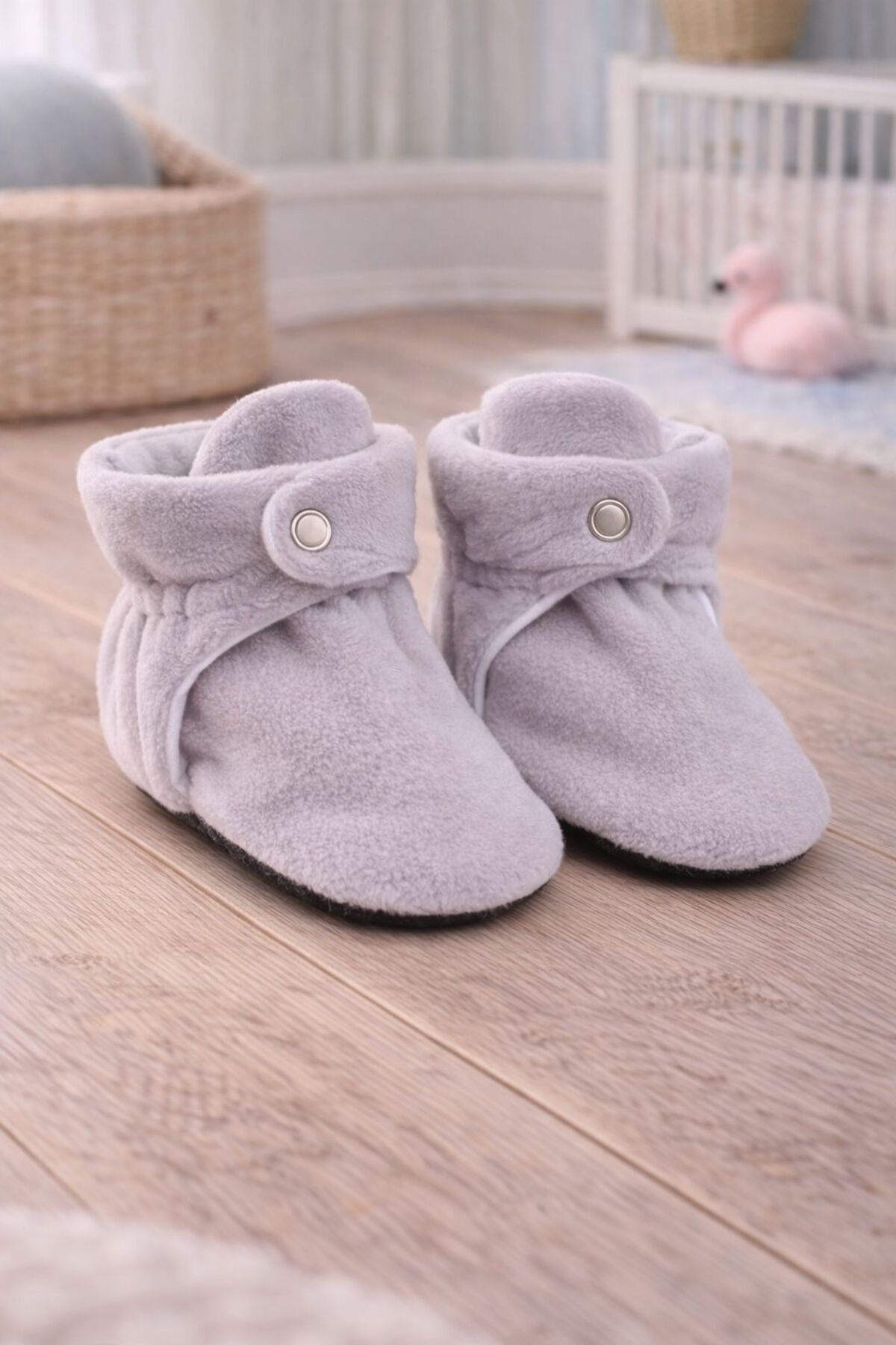 Pico Baby Organik Pamuk Astarlı, Bebek İlk Adım Ayakkabısı, Kaydırmaz Taban, Bebek Pandufu, Gri Patik fotoğrafı 5 (önizleme)