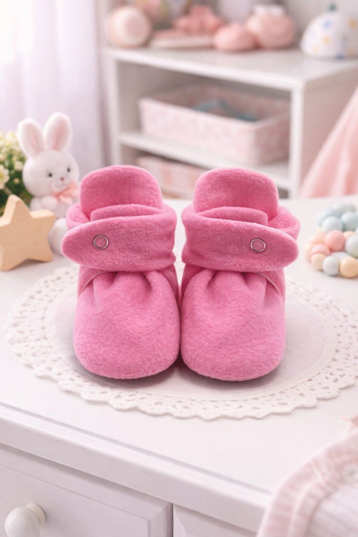 Pico Baby Organik Pamuk Astarlı, Bebek İlk Adım Ayakkabısı, Kaydırmaz Taban, Bebek Pandufu, Pembe Patik fotoğrafı 5 (önizleme)