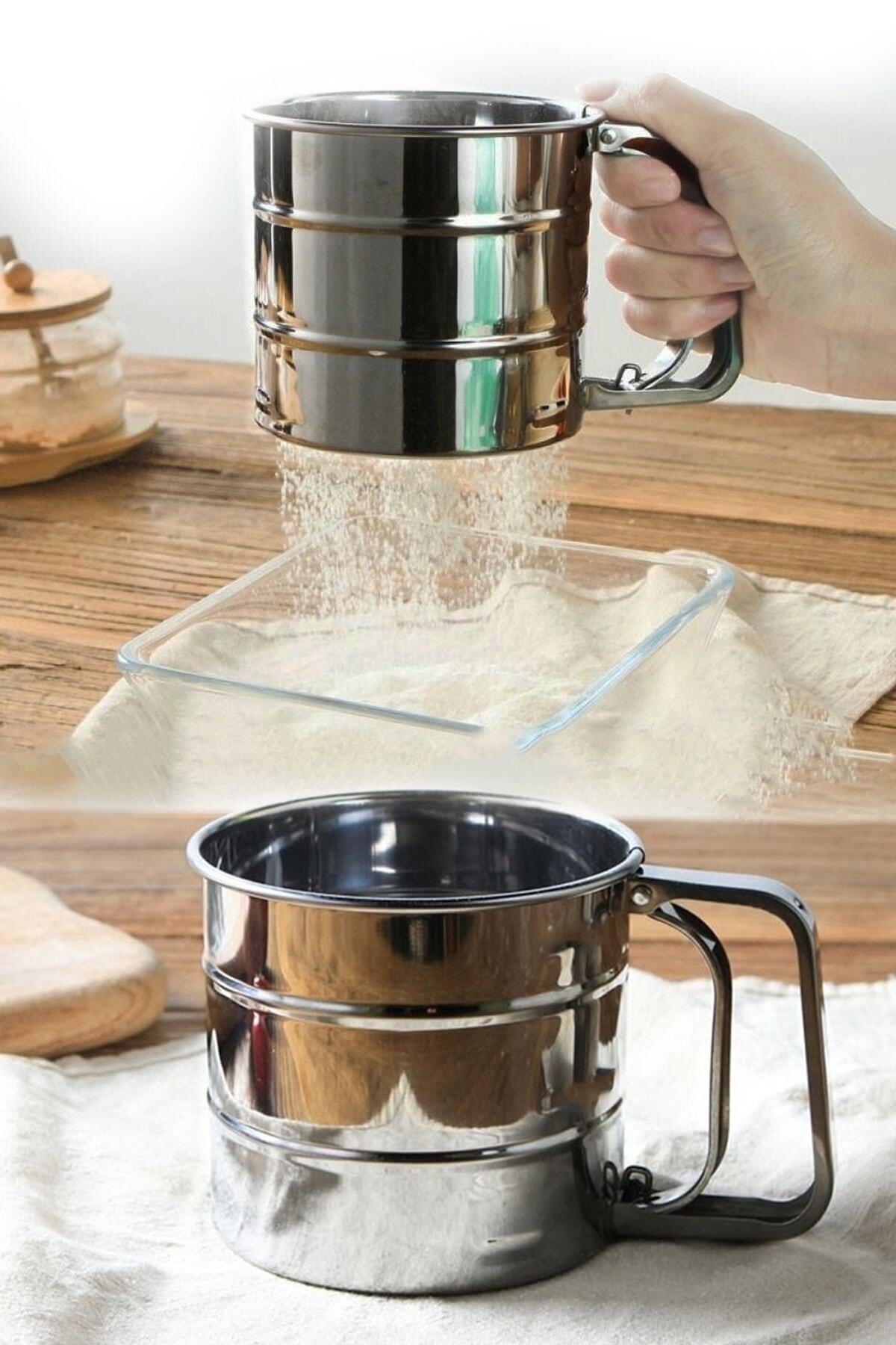 Duffa Pratik Paslanmaz Tetikli Metal Un Eleği - Paslanmaz Metal Un Ve Şeker Eleği - Metal Elek