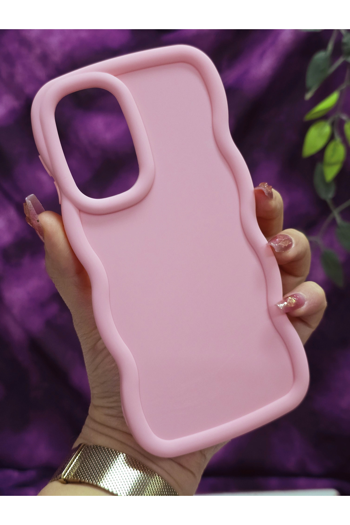 Samsung Galaxy A33 Compatible Soft Textured Wave Edge Powder Pink Case