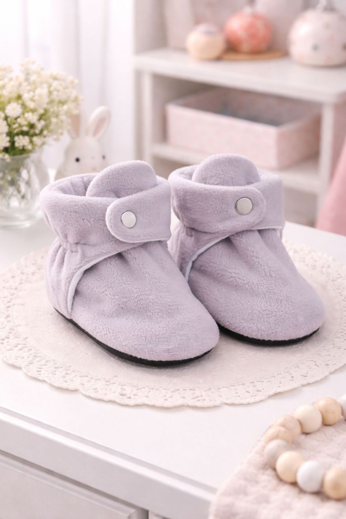 Pico Baby Organik Pamuk Astarlı, Bebek İlk Adım Ayakkabısı, Kaydırmaz Taban, Bebek Pandufu, Gri Patik fotoğrafı 4 (önizleme)