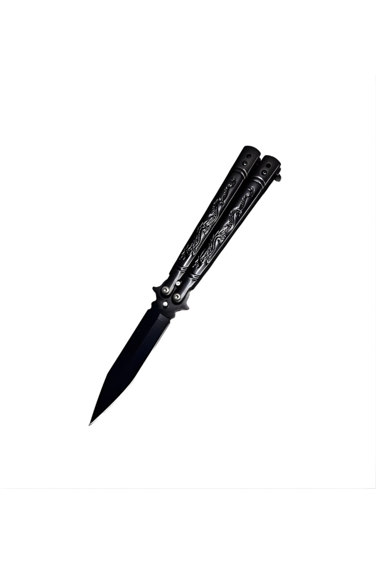 NOMOTHETIC Paslanmaz Ejder Desenli Siyah Çelik Kelebek