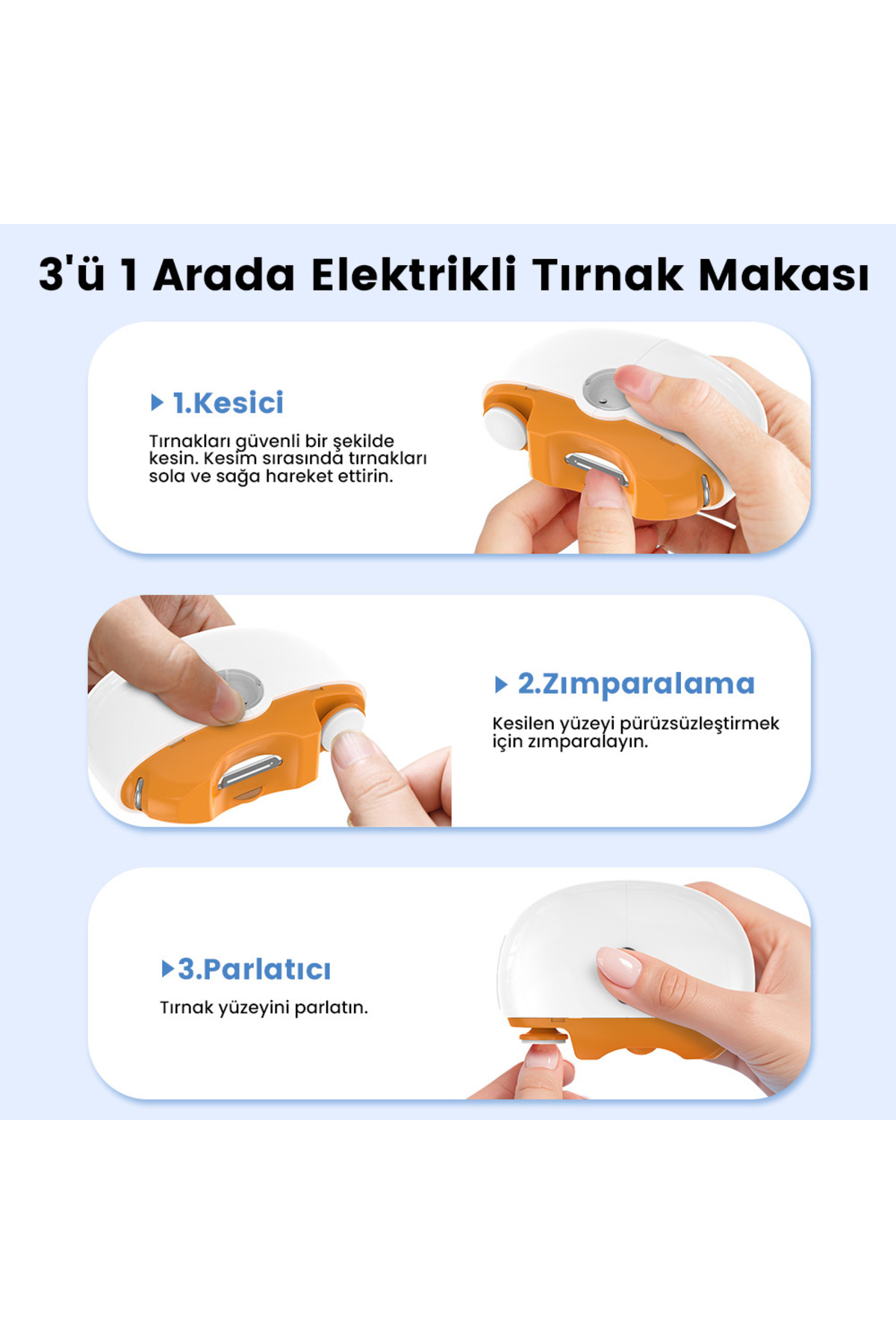W-201D 3’ü 1 Arada Elektrikli Tırnak Parlatıcı & Törpüleme Cihazı – 3 Kademeli Hız, LED Ekran — تصویر 4 از 9