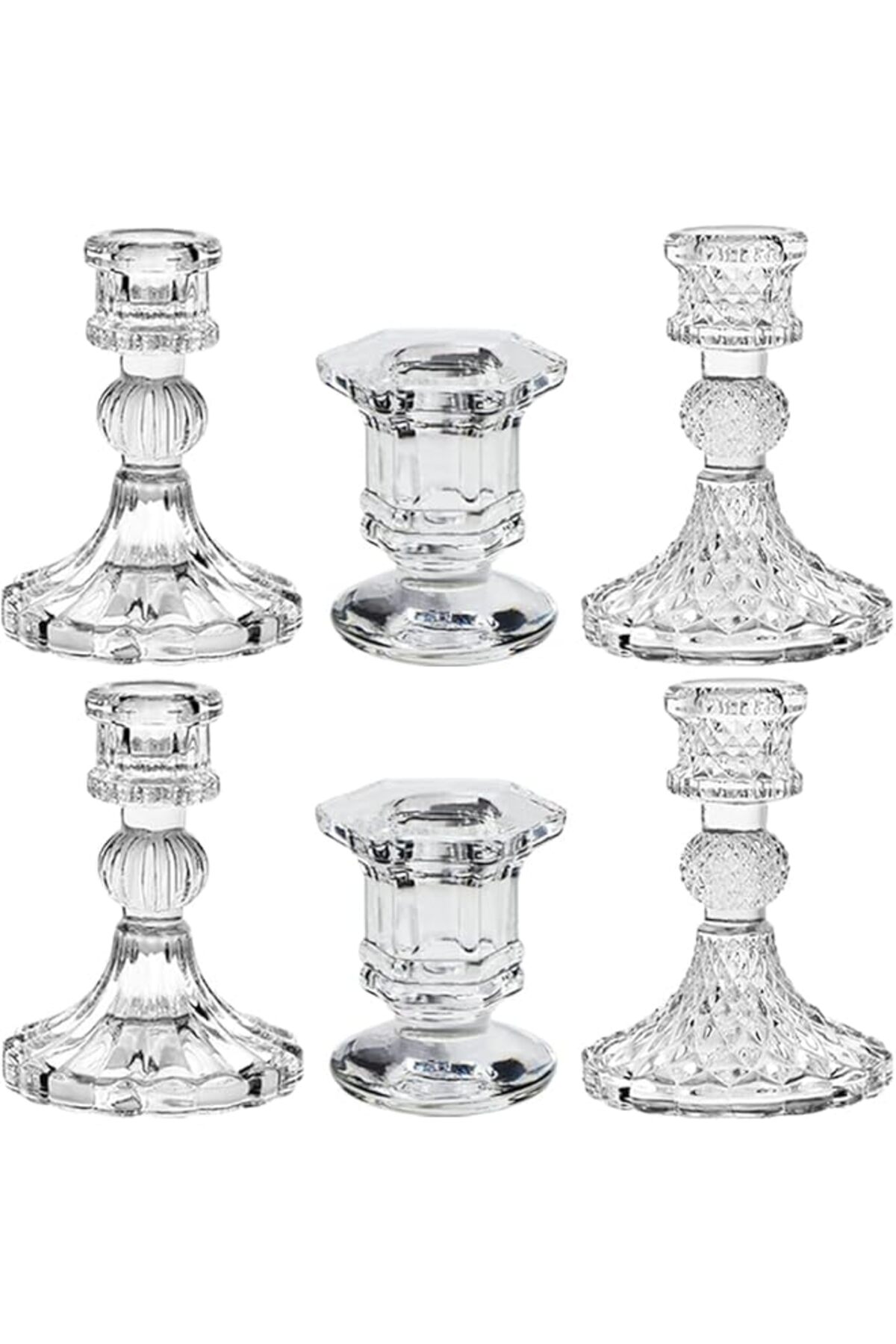 The Bros Glass Taper Candle Holder, Candlestick Stand, Crystal Clear