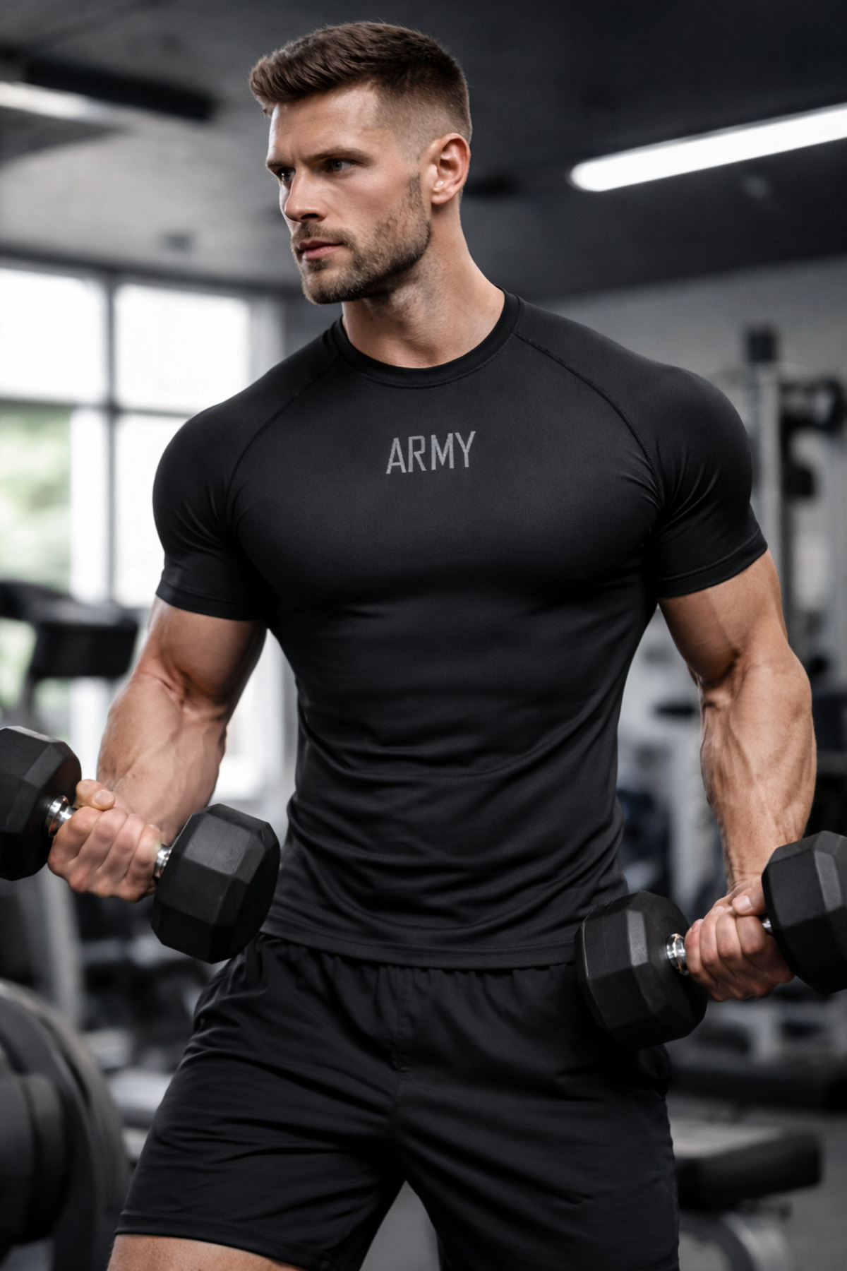 GAZELMANYA ARMY Premium Compression Kısa Kol Fitness Body Gym Sporcu Kısa Kol Fitness Body Dar görsel 7