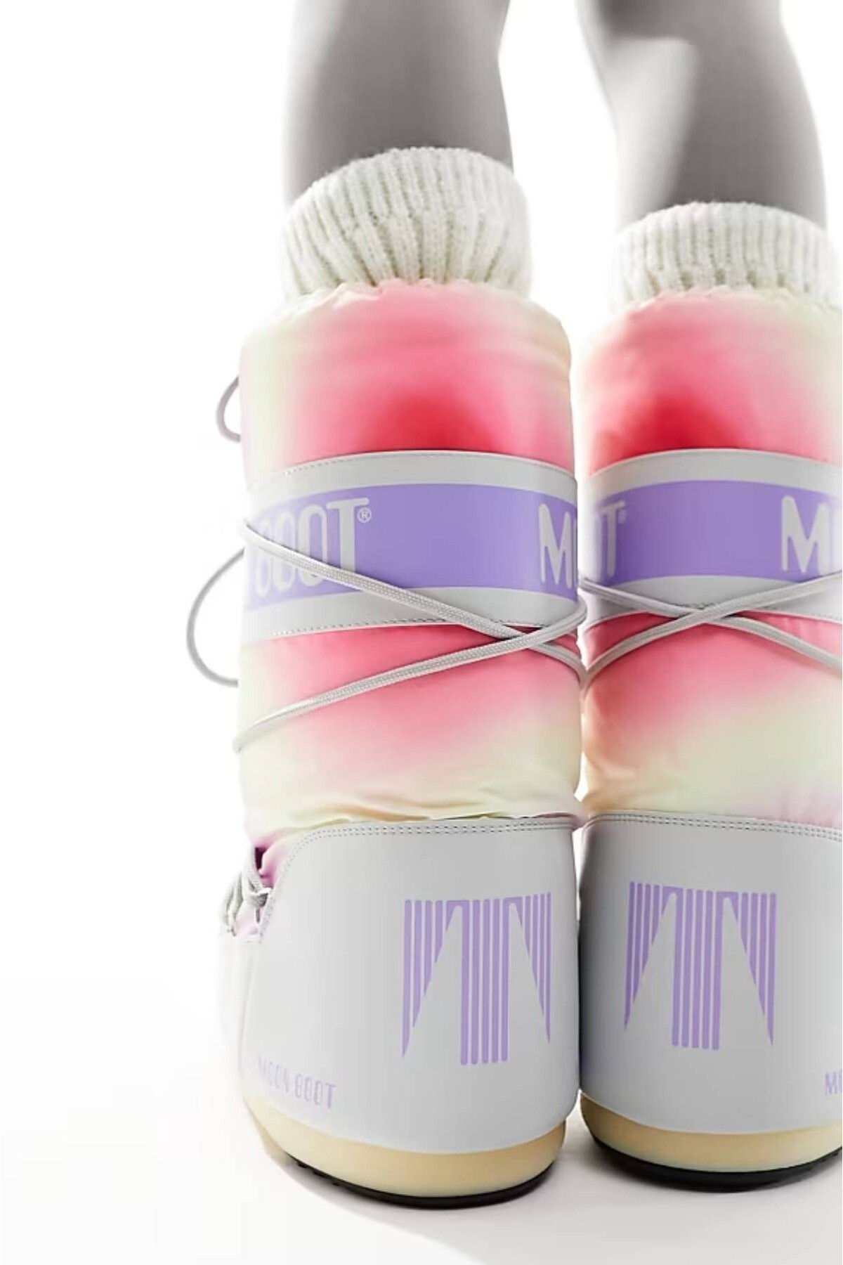 MOON BOOT Mb Icon Tie Dye Glacier Gray Snowboot Mor Kırmızı Sarı Batik Kadın Uzun Bot Gri görsel 2