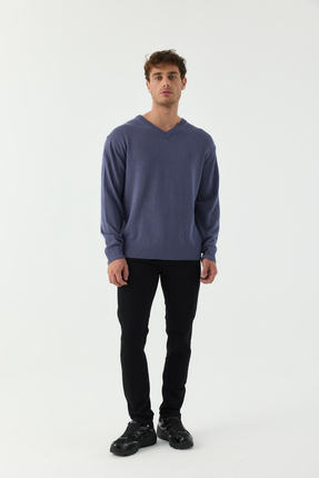 MINCHETTO Slim Tapered Erkek Siyah Normal Bel 5 Cep Denim Jean Kot Pantolon